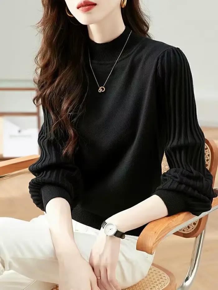 Chemise de Base à col mi-haut, légère, de luxe, à la mode, polyvalente, décontractée, bande de fosse