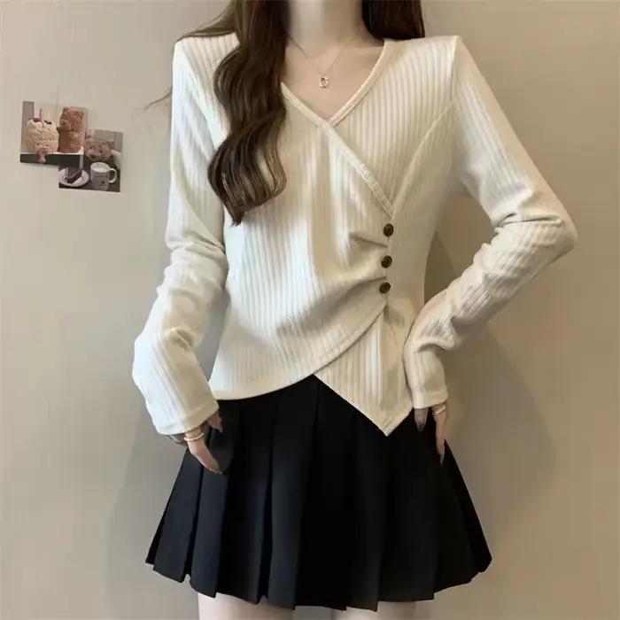 Chemise Astronomique Irrégulière à Manches sulfpour Femme, Haut Fin et Chaud, Nouveau Style, Automne
