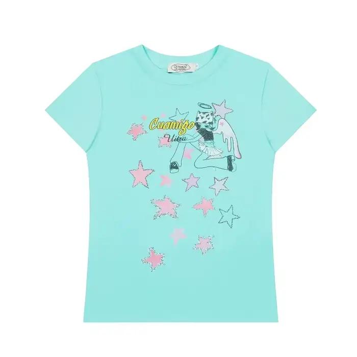 LOTDOOTN Y2K Kawaii t-shirt 2000s été vêtements décontractés Harajuku Streetwear doux mignon haut Fe
