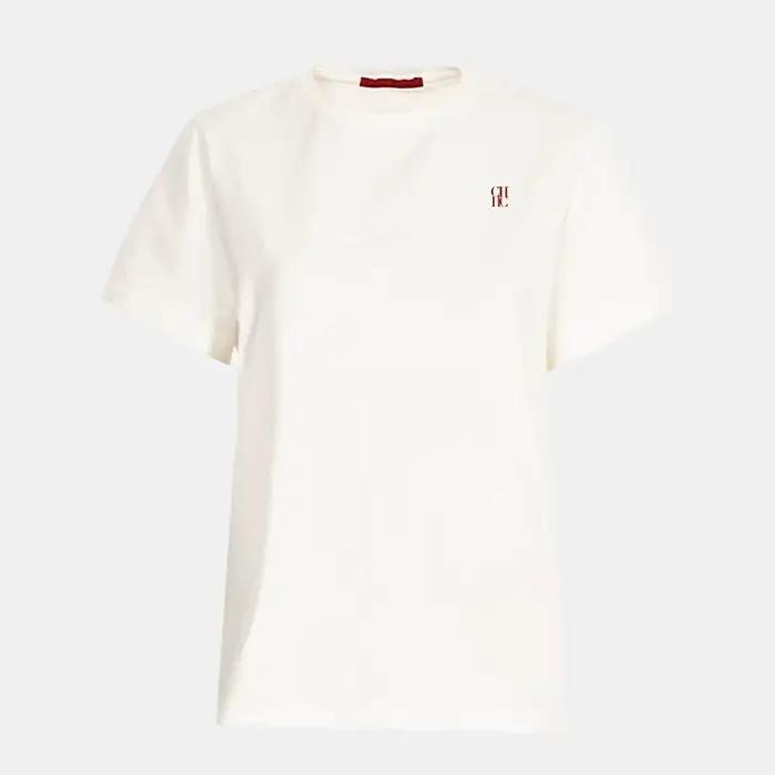 T-shirt pour femme, style décontracté, nouveau design beige brodé, tendance, polyvalent