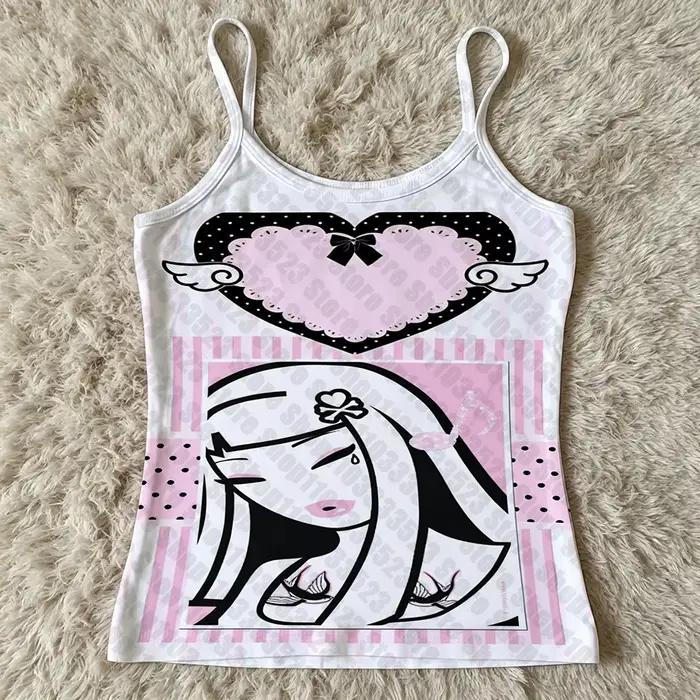 Débardeur Gothique EMO pour Femme, Sexy, Style Punk Y2K Harajuku, Vêtement d'été, Camisole Streetwea
