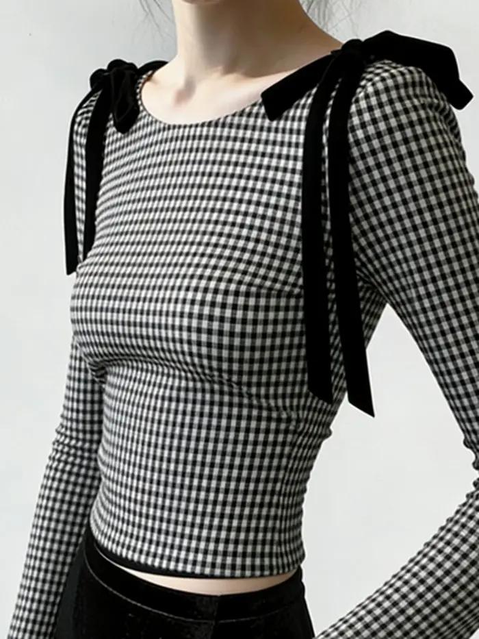 T-shirts à carreaux de luxe léger, design de niche, haut de gamme, super élégants, importés, tendanc