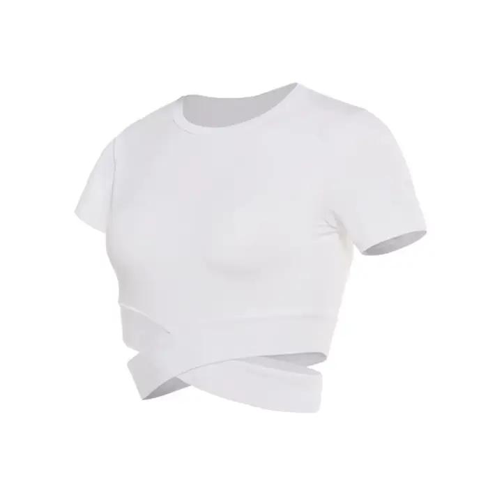 2026 Sport haut court femmes haut Yoga chemises fitness vêtements de sport chemise femme course entr