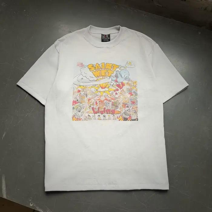 T-shirt de qualité supérieure 26ss SAINT avec imprimé graffiti dessin animé, tendance, pour hommes e