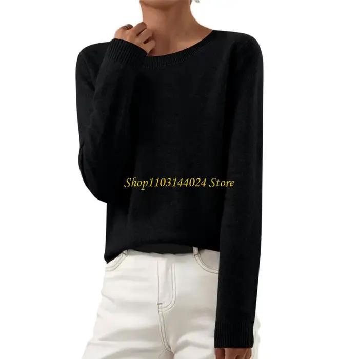 N5KE – pull décontracté à manches longues col rond pour pull ample en tricot, couleur unie
