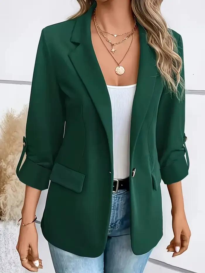 Blazer femme 2026 – Nouvelle collection automne-hiver – Tendance décontractée – Couleur unie – Polyv