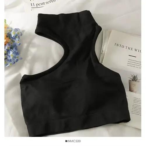 Hauts pour femme tricoté sexy crop hauts épaules dénudées licou tanke haut femmes construit en souti