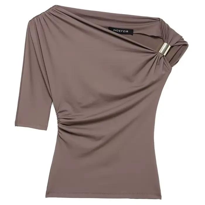 HXAO 2025 femmes haut asymétrique printemps été jaune noir kaki réservoirs et Camis Sexy serré Y2k T