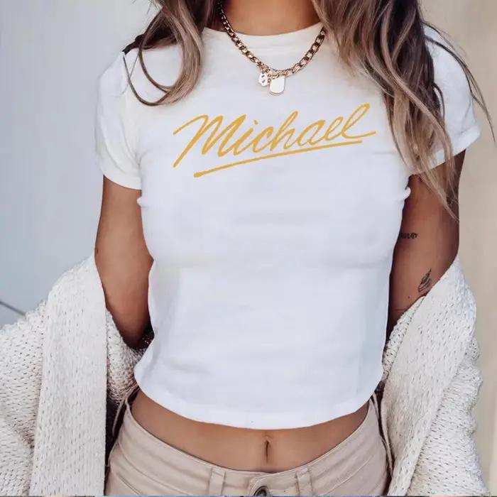 Crop top graphique Michael J, style rétro années 90, motif film, 'King of Pop', pour femme, ajusté, 