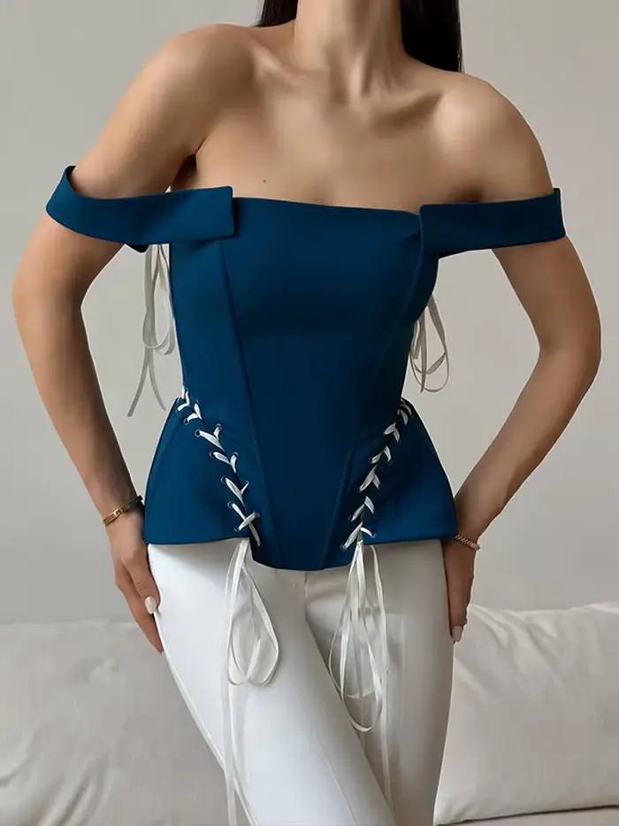 Hauts Corsets Sans Bretelles à Lacets Effet Amincissant pour Femmes, Sexy, Épaules Dénudées, Sans Ma