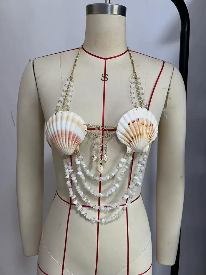 Haut de gamme mode femmes Sexy coquille strass haut bustier plage natation fête occasion spéciale ha