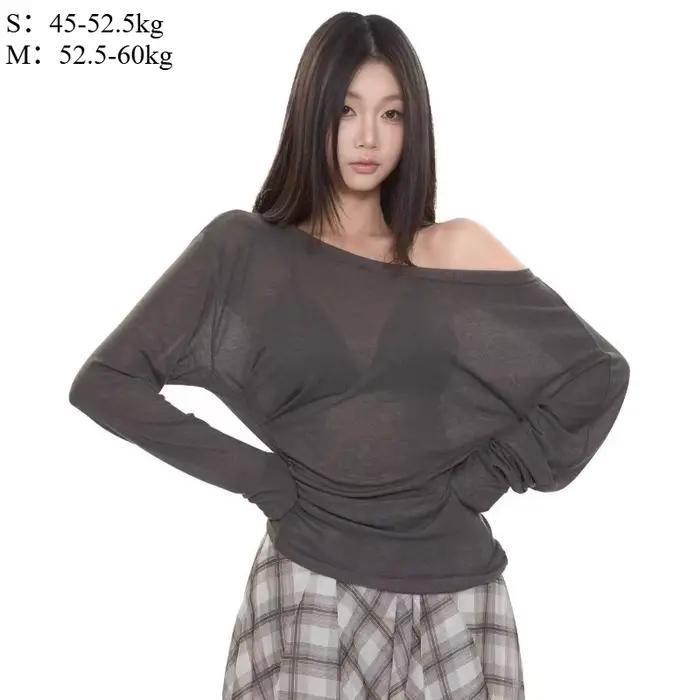 Style français T-Shirts pour femmes épaules dénudées Chic haut décontracté printemps été 2025 nouvel
