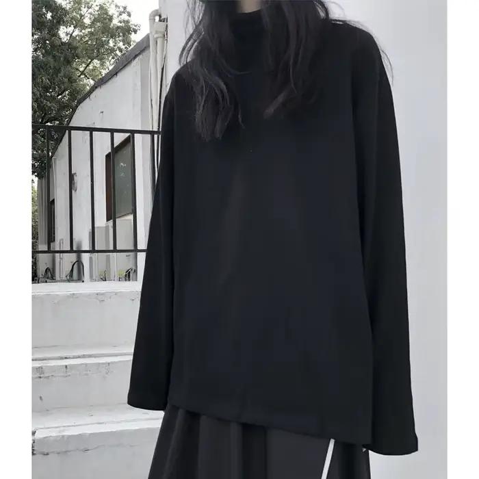 Style paresseux simplicité basique t-shirts à manches longues en vrac tout-match rue décontracté hau