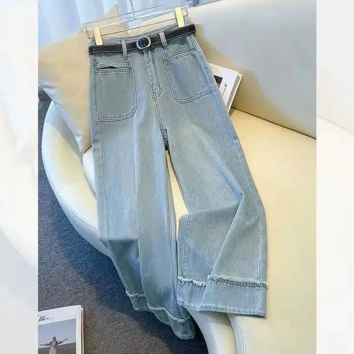Jean taille haute à jambe large pour femme, style fin, nouveau modèle, coupe ample, pantalon 7/8, pr