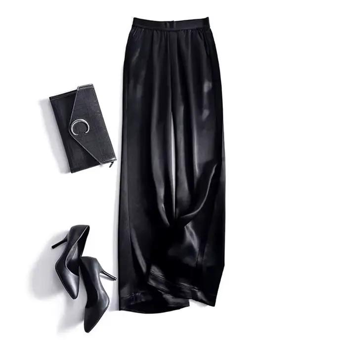 Pantalon Chic et Décontracté pour Femme, Taille Haute, artificiel astique, Jambes Larges, Mode Corée