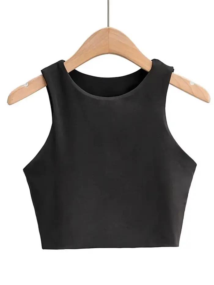 Débardeur Sexy et Slim pour femmes, col rond, sans manches, Double Nylon, bonne qualité, 6 couleurs,