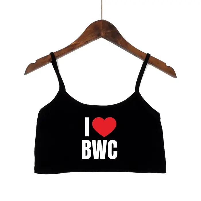 Hauts sexy pour femmes filles chaudes vêtements j'aime BWC noir haut court sans couture débardeurs s