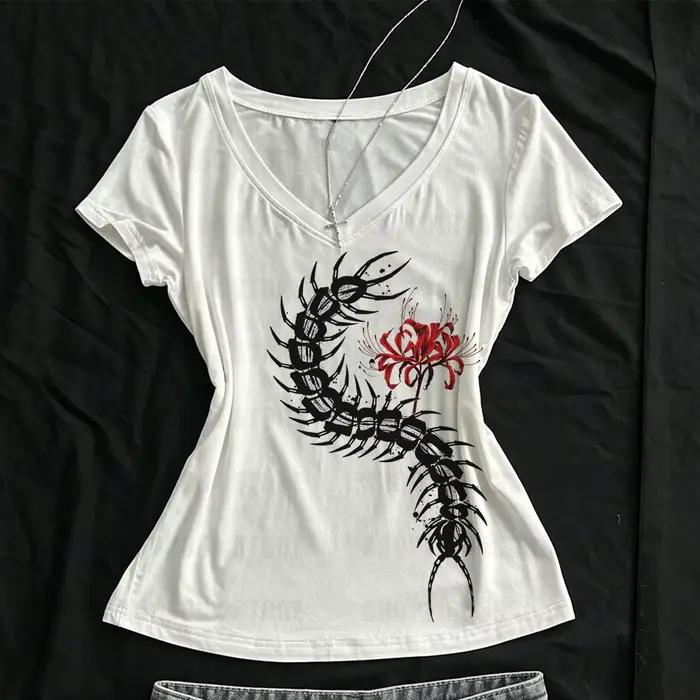 T-shirts graphiques Emo Y2k, hauts rétro des années 90, vêtements gothiques Harajuku pour femmes, ha