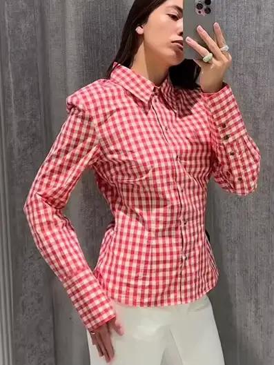 Chemise à carreaux à simple boutonnage
