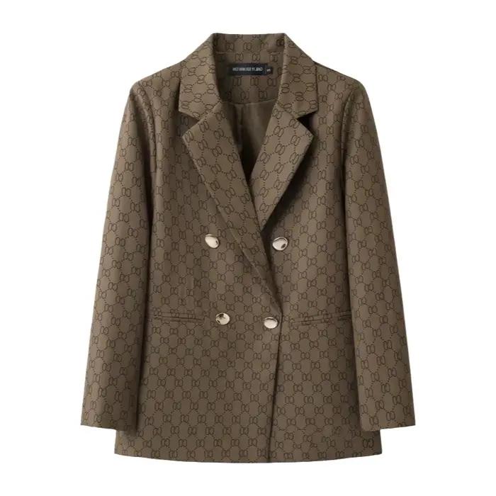 Veste de costume décontractée à carreaux pour femme