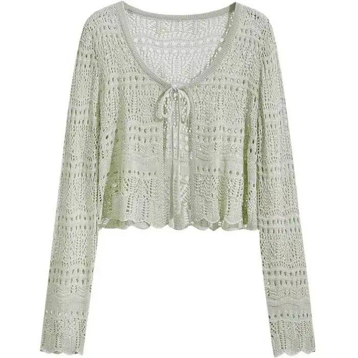 Cardigan en tricot crocheté pour femme