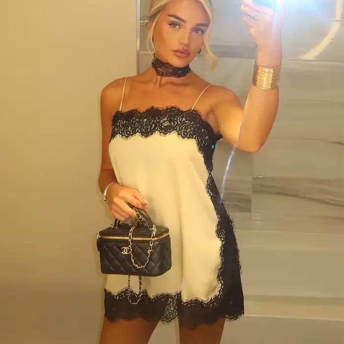 Hauts en dentelle et satin sexy pour femmes, camisoles chic à manches courtes pour occasions spéciales