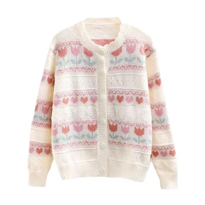 Cardigan en maille chaude à manches longues pour femme imprimé mode décontracté pour différentes occasions année entière