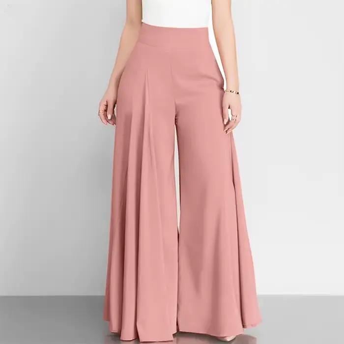 Pantalon large taille haute élégant et décontracté pour femme