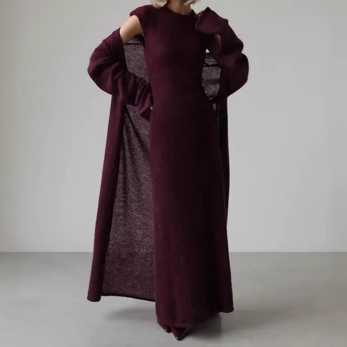 Ensemble de robe Cardigan tricoté sans manches