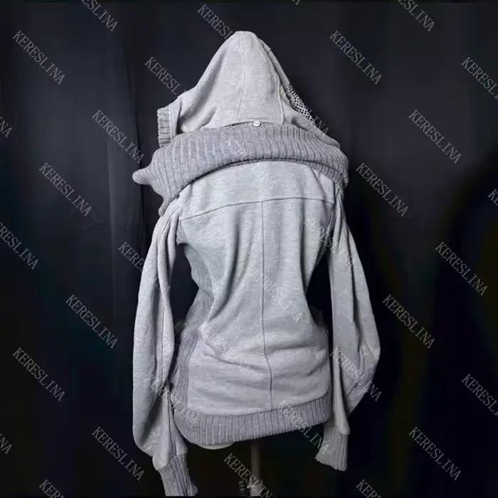 Femmes Cardigan Sweat À Capuche Veste Des Années 2000 Esthétique Harajuku Chaude Fille Mode Américain Rétro Y2K Rue Hip