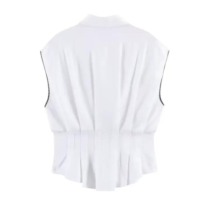 Nouvelle blouse plissée en lin, tendance et polyvalente, au style décontracté
