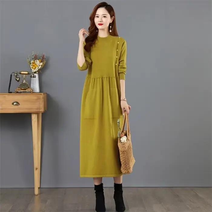 Robe longue en tricot respirant pour femme