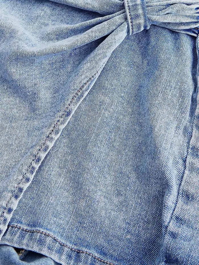 ✨ Robe en jean tube pour femme | Design sans bretelles à effet torsadé