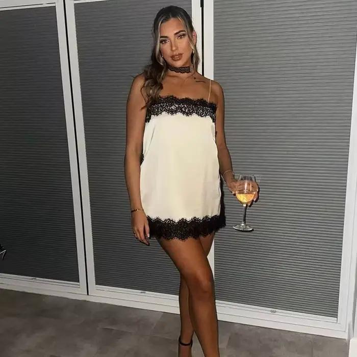 Hauts en dentelle et satin sexy pour femmes, camisoles chic à manches courtes pour occasions spéciales
