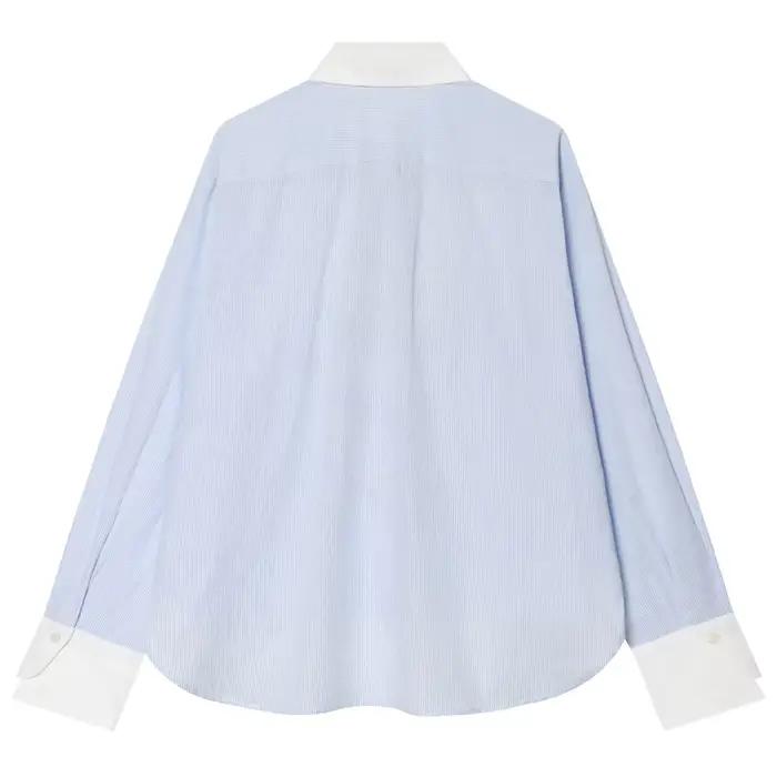 Chemise rayée décontractée pour femme, bleu ciel, ample et élégante, polyester haute qualité, pour printemps et automne