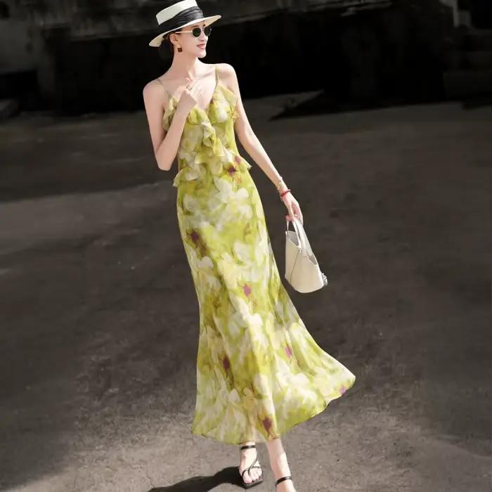 MEXCOCO 2026 Nouvelle Robe d'été élégante en mousseline de soie style français pour femme