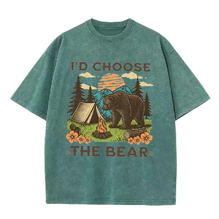 T-shirt décontracté en coton imprimé Ours contre Homme pour femmes, couleurs variées, coupe ample, empowernent féminin, été 2026