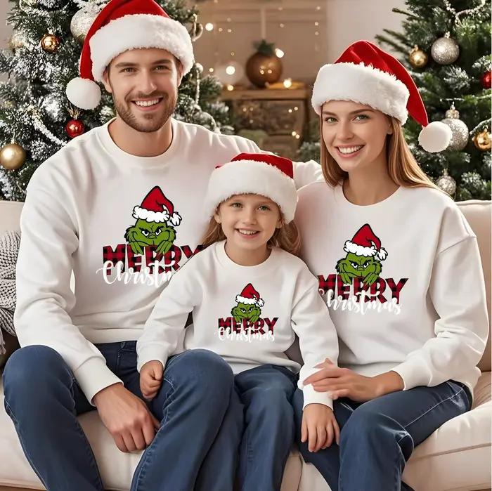 Pull Noël Familial Unisexe en Coton Confortable pour Fêtes et Activités Extérieures Hivernales Occasions Spéciales