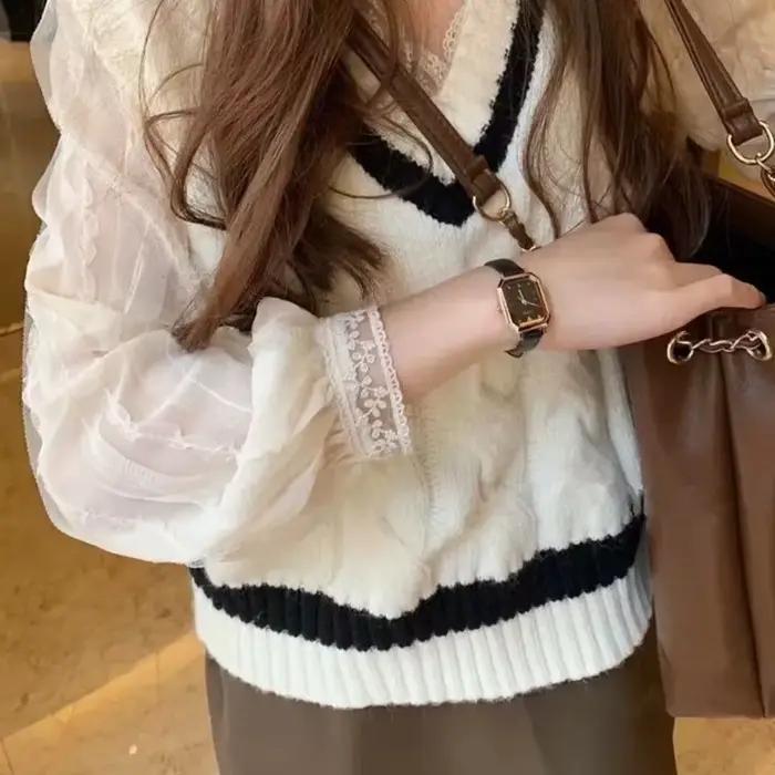 Chemisier en dentelle élégant pour femmes, doux et polyvalent, en mousseline de soie, design unique, pour printemps et automne, occasions spéciales