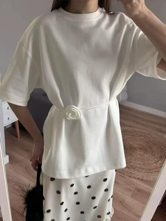 T-shirt Reachshore aux fleurs jaunes et blanches décontracté pour femmes occasions estivales et spéciales