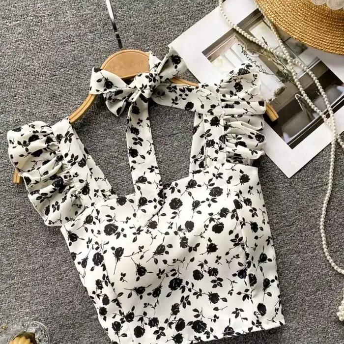 Ulzzang-Camis courts à volants pour femmes