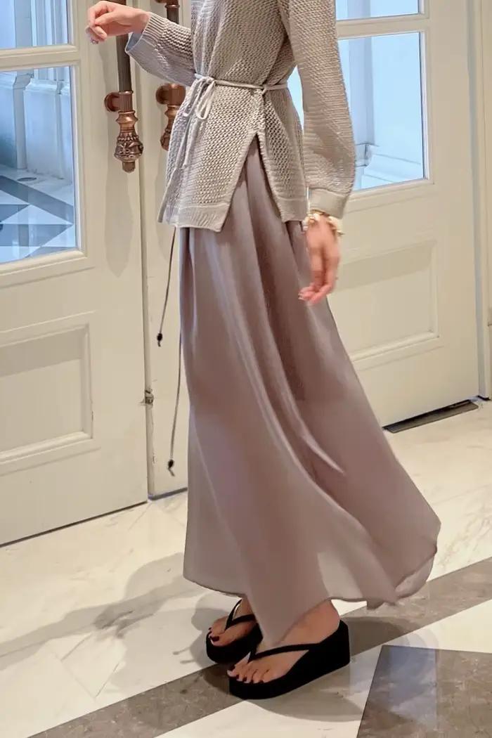 Jupe longue évasée chic française pour femme, élégante et fluide, occaions spéciales, festival, soirée chic
