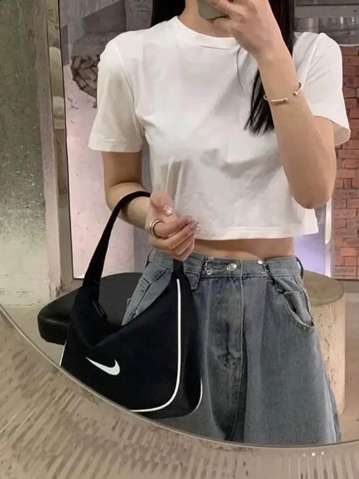 T-shirt court monochromatique pour femme style streetwear chic mode preppy basique coréen minimaliste populaire sexy occassions spéciales été décontracté