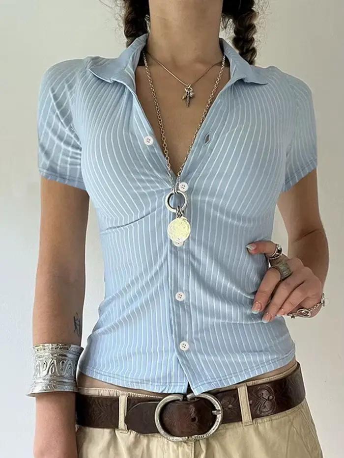Chemise courte en popeline pour femmes