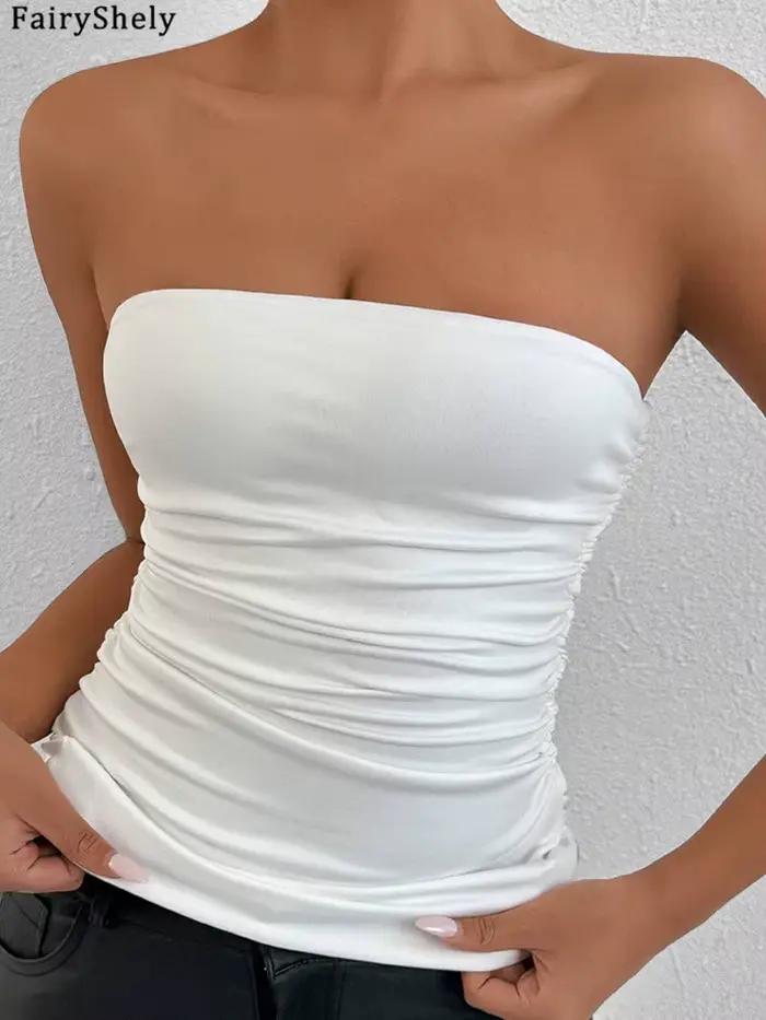 Fairyshely 2026 – Nouveau Top Sexy d'Été Uni sans Bretelles pour Femme