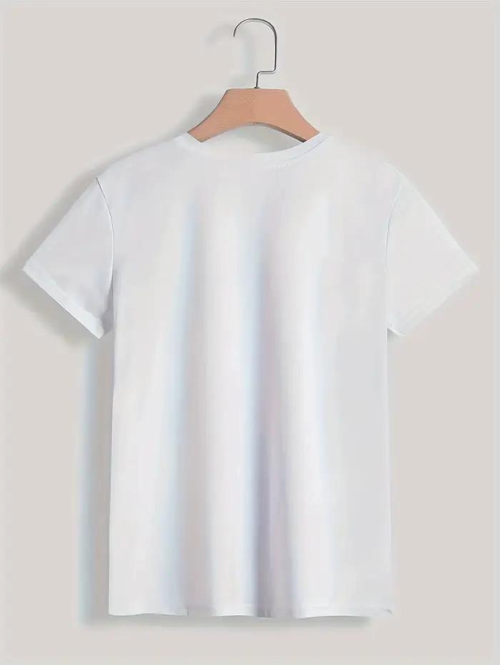 Paris femmes imprimé T-shirt fille à manches courtes col rond haut décontracté pour l'été et le printemps