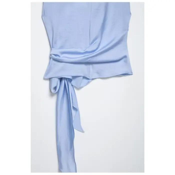 Haut en satin pour femme avec nœud