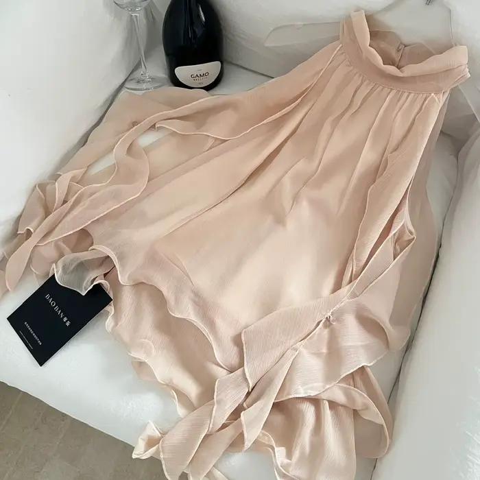 Haut à bretelles en mousseline de soie pour femme