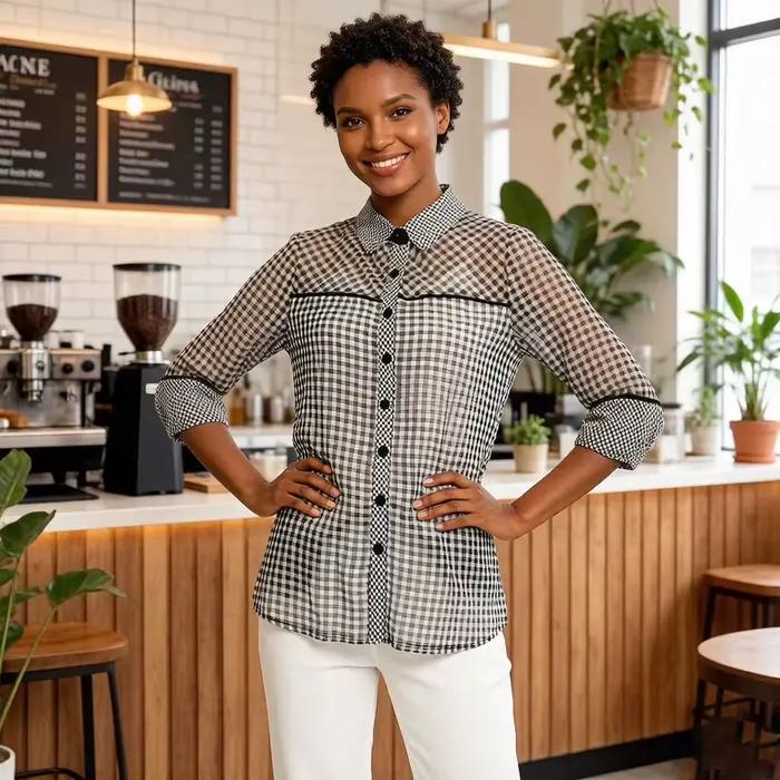Robe chemise à carreaux vichy pour femme