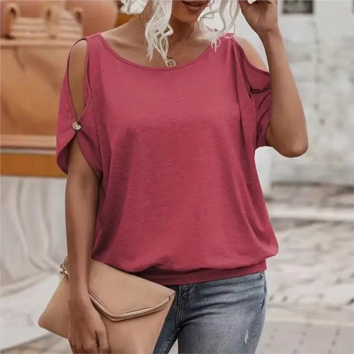 Haut T-shirt élégant et tendance à épaules dénudées et manche unique